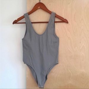 Forever 21 Gray Ribbed Bodysuit - Size Small